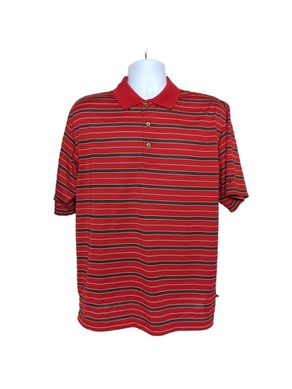 Grand Slam Golf Polo Shirt Men's Large Black Red Striped
